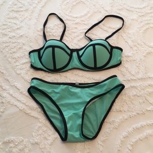Mint and black bikini set
